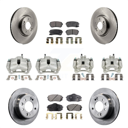 Front Rear Disc Brake Caliper Rotors And Semi-Metallic Pads Kit (10Pc) For 2015 Hyundai Tucson FWD with FUEL CELL EV (FCEV) engine KC8-101046P by Transit Auto