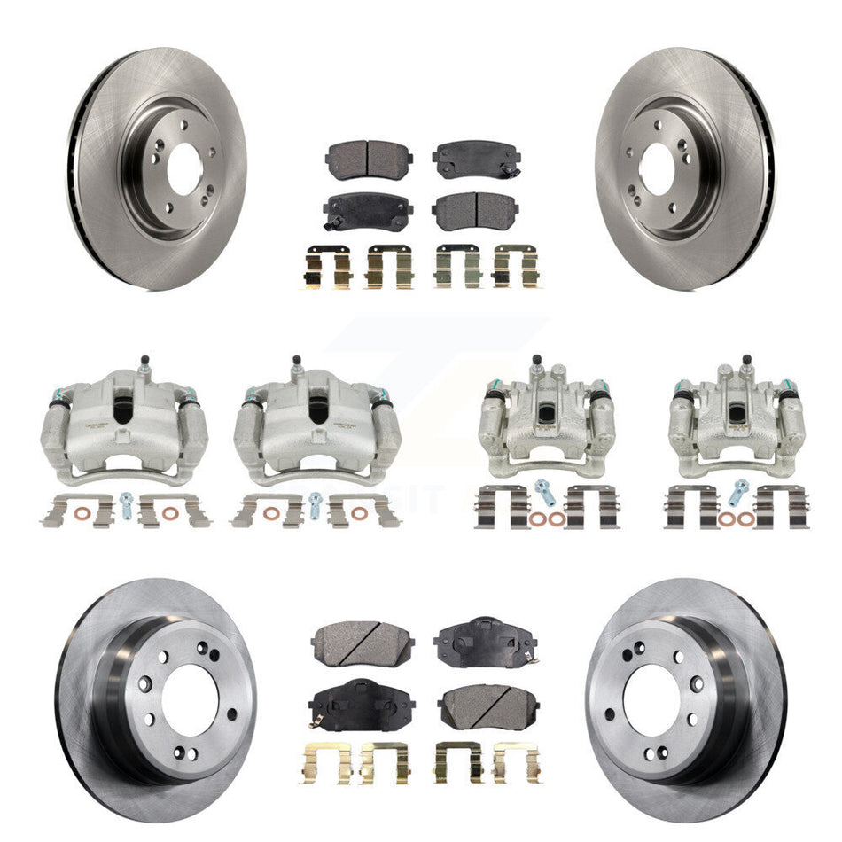 Front Rear Disc Brake Caliper Rotors And Semi-Metallic Pads Kit (10Pc) For 2015 Hyundai Tucson FWD with FUEL CELL EV (FCEV) engine KC8-101046P
