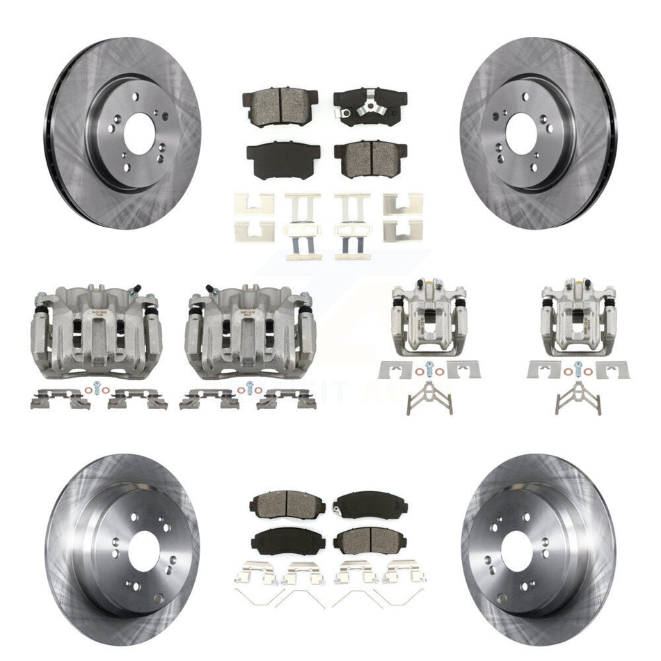 Front Rear Brake Caliper Rotor Semi-Metallic Pad Kit (10Pc) For 2012-2016 Honda CR-V AWD KC8-101047S