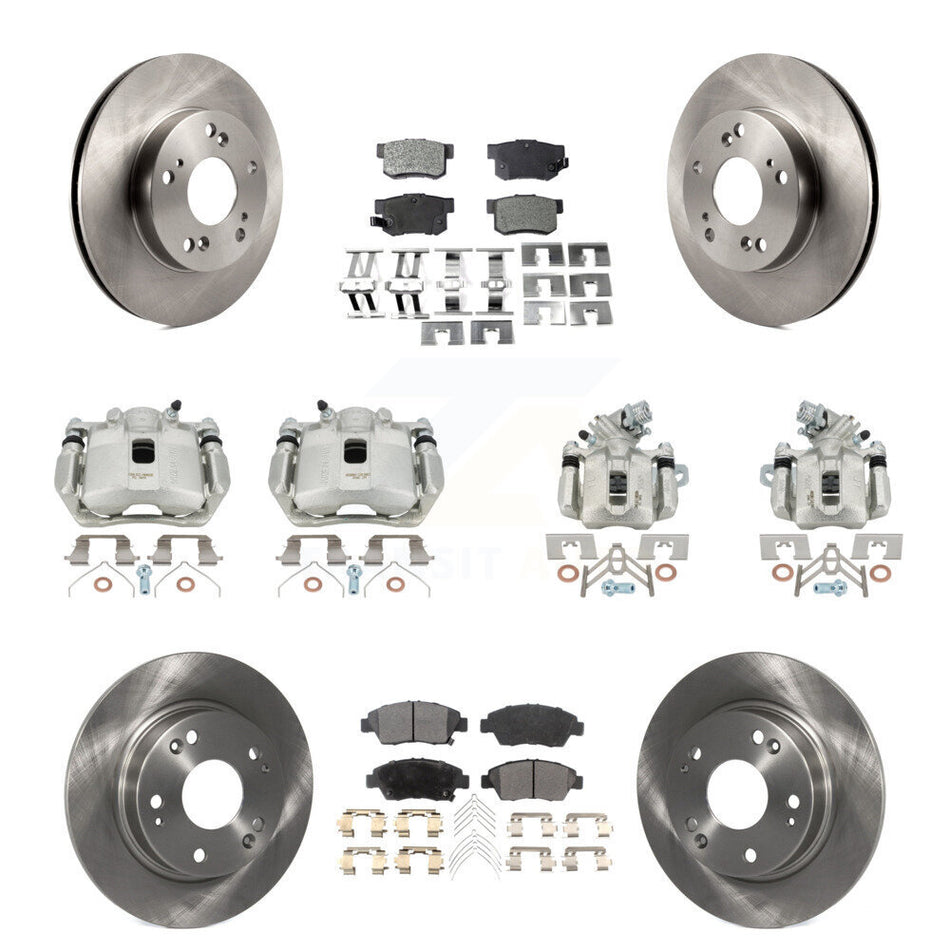 Front Rear Disc Brake Caliper Rotors Ceramic Pad Kit (10Pc) For 2013-2015 Acura ILX 1.5L KC8-101048T
