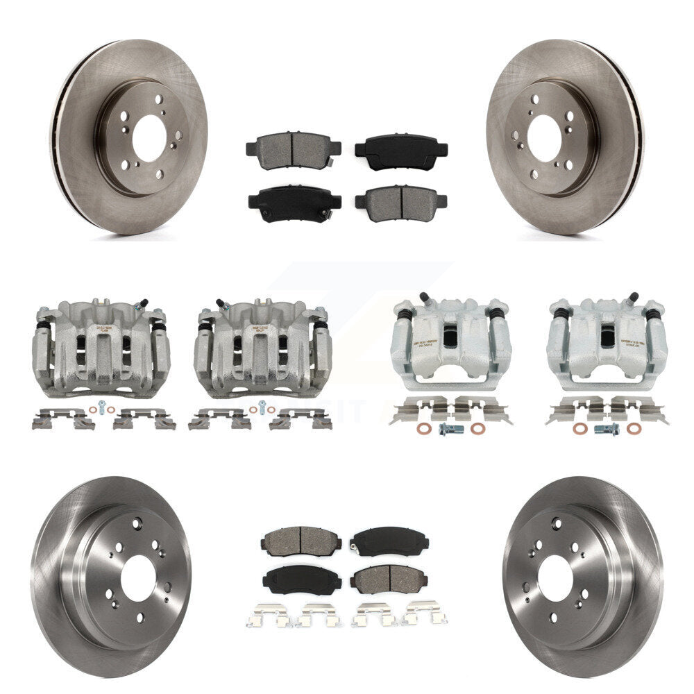 Front Rear Brake Caliper Rotors Semi-Metallic Pad Kit (10Pc) For 2005-2010 Honda Odyssey KC8-101049S