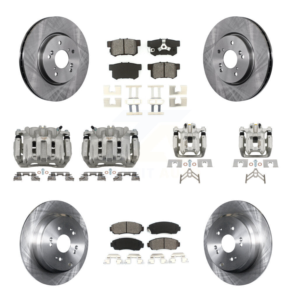 Front Rear Disc Brake Caliper Rotors And Semi-Metallic Pads Kit (10Pc) For Honda CR-V KC8-101050S