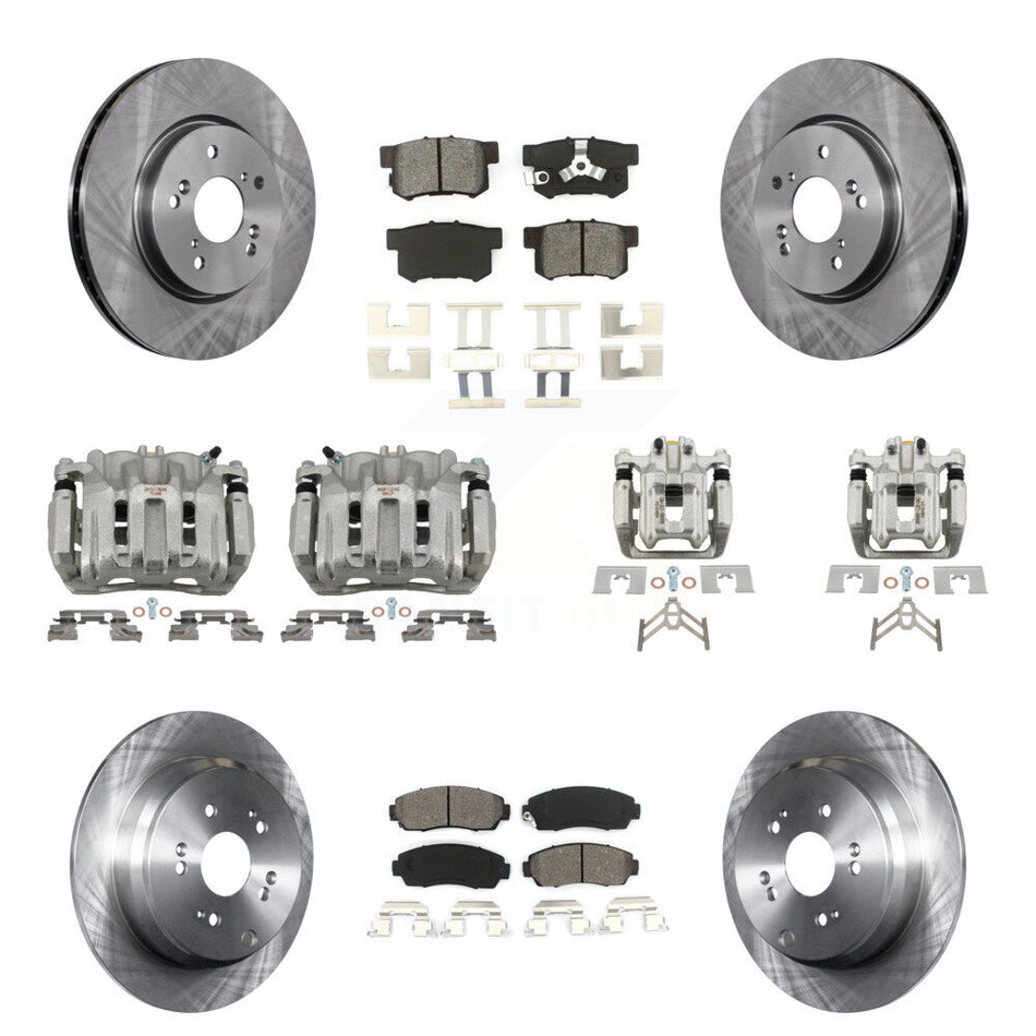Front Rear Disc Brake Caliper Rotors And Semi-Metallic Pads Kit (10Pc) For Honda CR-V KC8-101050S