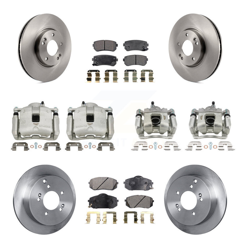 Front Rear Disc Brake Caliper Rotors And Semi-Metallic Pads Kit (10Pc) For Kia Sportage KC8-101051P