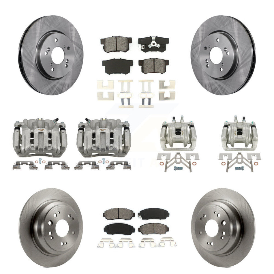 Front Rear Brake Caliper Rotor & Semi-Metallic Pad Kit (10Pc) For Honda Accord Crosstour KC8-101051S