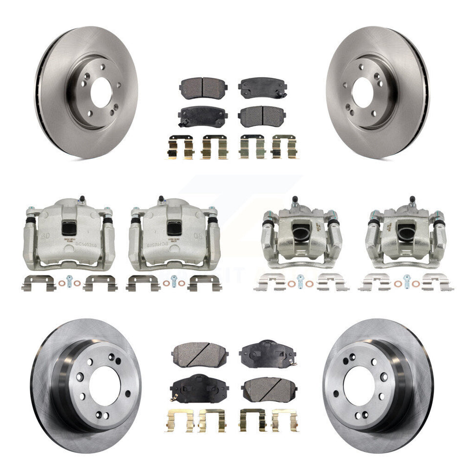 Front Rear Disc Brake Caliper Rotors And Semi-Metallic Pads Kit (10Pc) For Kia Sportage KC8-101052P