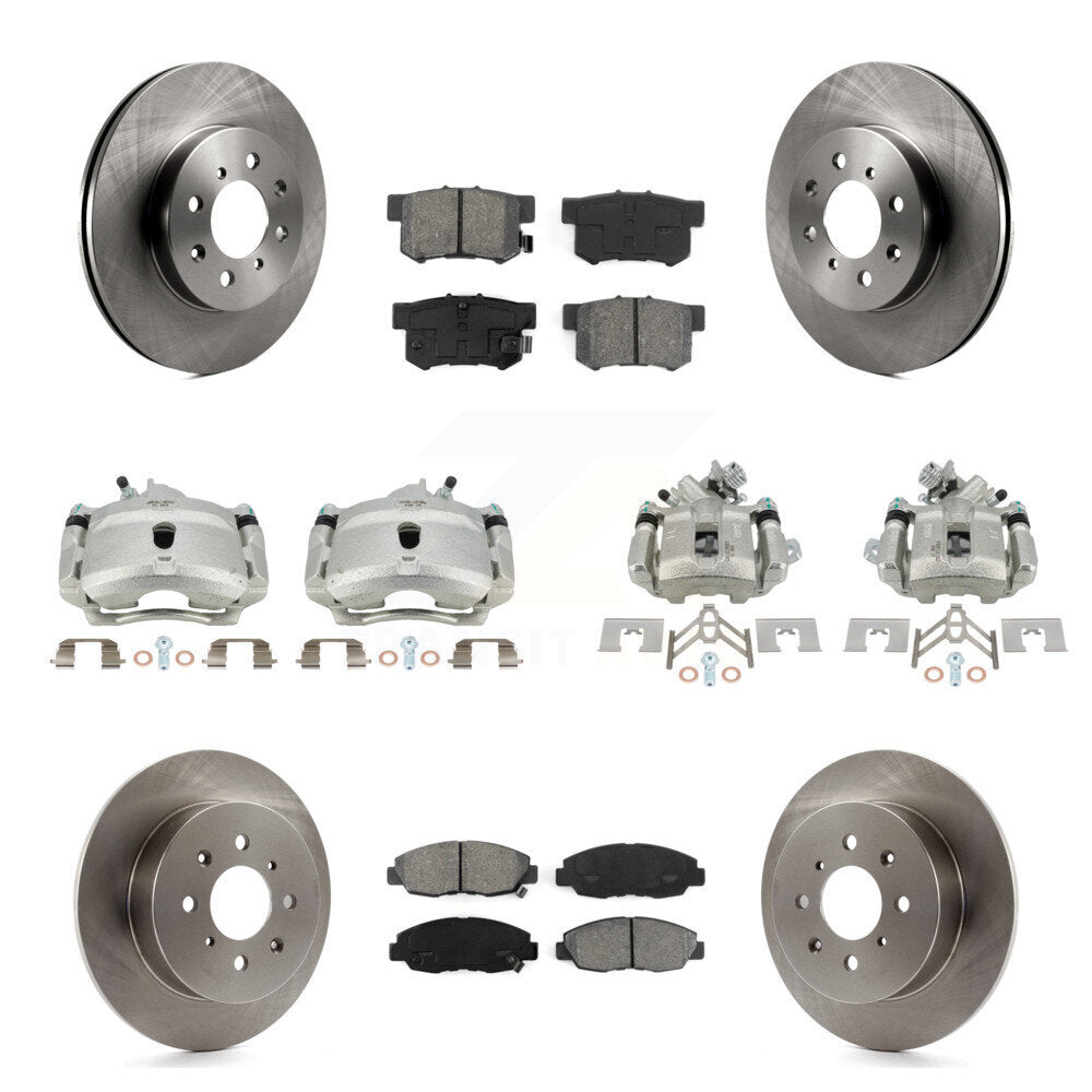 Front Rear Disc Brake Caliper Rotors And Semi-Metallic Pads Kit (10Pc) For Honda Civic KC8-101054S
