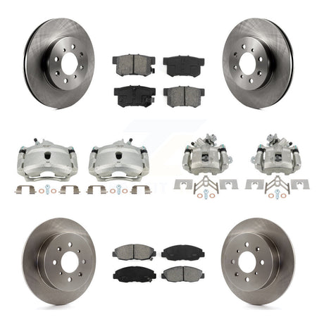 Front Rear Disc Brake Caliper Rotors And Semi-Metallic Pads Kit (10Pc) For Honda Civic KC8-101054S