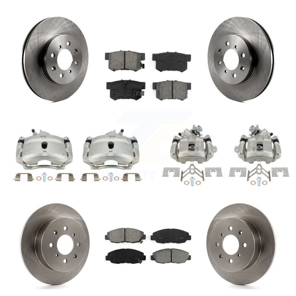 Front Rear Disc Brake Caliper Rotors And Semi-Metallic Pads Kit (10Pc) For Honda Civic KC8-101054S