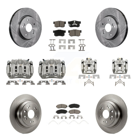 Front Rear Disc Brake Caliper Rotors And Ceramic Pads Kit (10Pc) For Honda Crosstour KC8-101055C