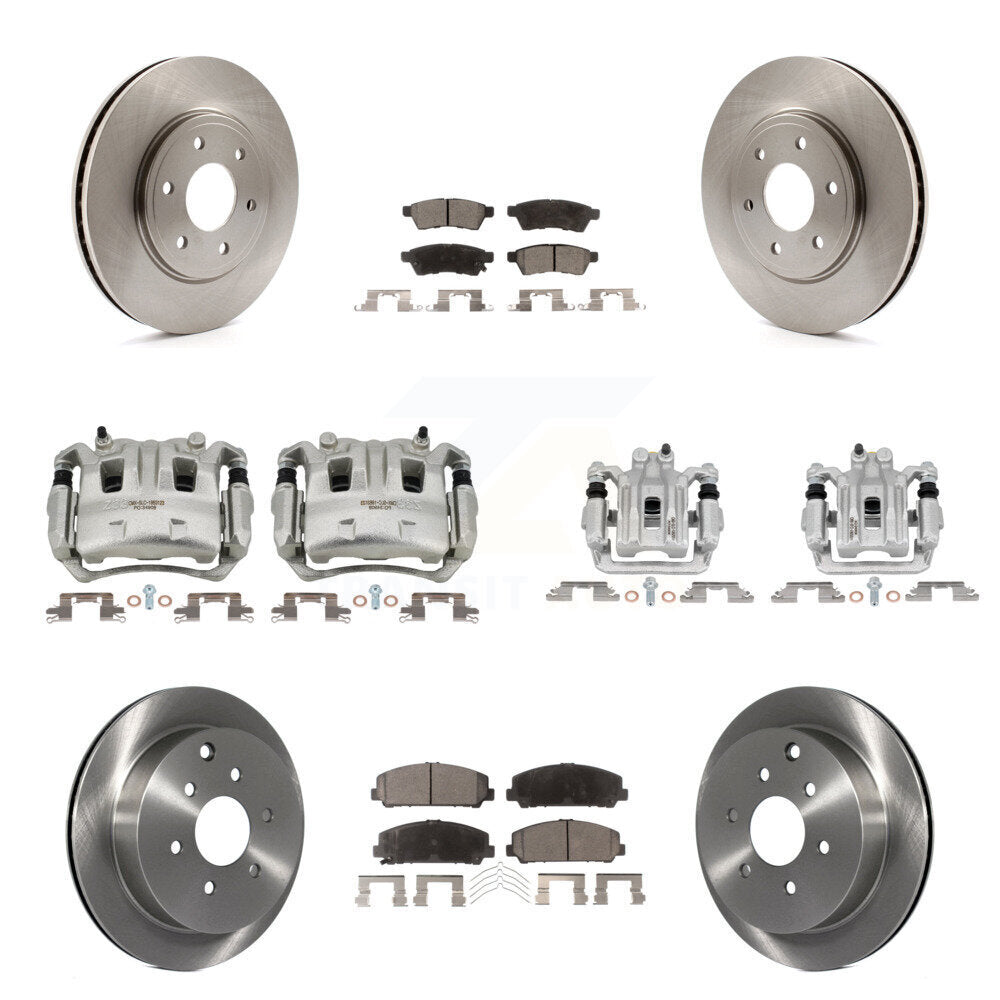 Front Rear Disc Brake Caliper Rotors And Ceramic Pads Kit (10Pc) For Suzuki Equator KC8-101055T