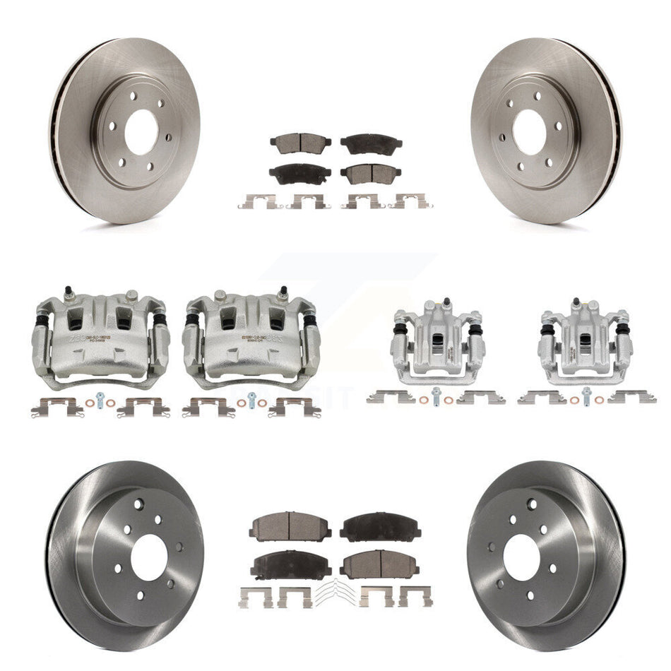 Front Rear Disc Brake Caliper Rotors And Ceramic Pads Kit (10Pc) For Suzuki Equator KC8-101055T