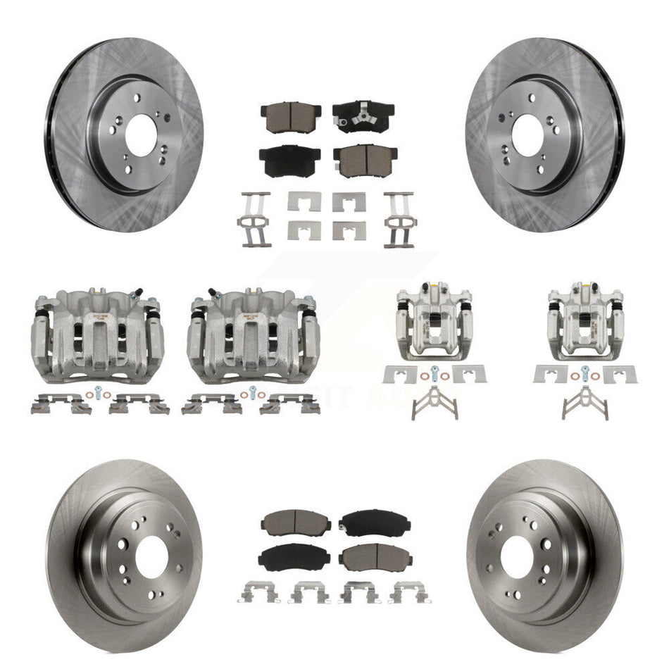 Front Rear Disc Brake Caliper Rotors Ceramic Pad Kit (10Pc) For 2012 Honda Crosstour FWD KC8-101056C