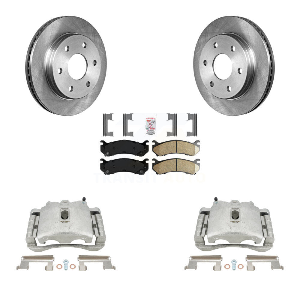 Rear Disc Brake Caliper Rotors And Ceramic Pads Kit For Chevrolet Silverado 2500 HD GMC Sierra Hummer H2 1500 Suburban Yukon XL Avalanche Classic KC8-101057N by Transit Auto