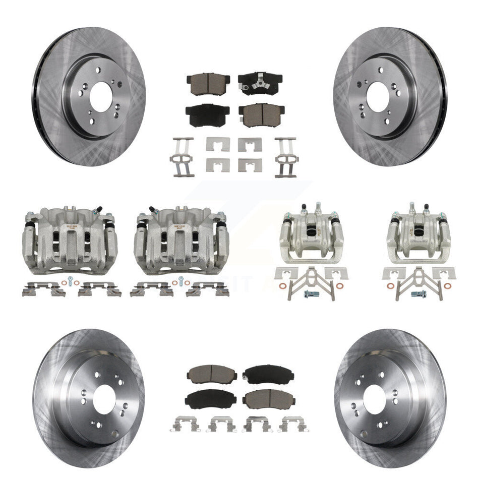 Front Rear Disc Brake Caliper Rotors And Ceramic Pad Kit (10Pc) For Honda CR-V Acura RDX KC8-101058C