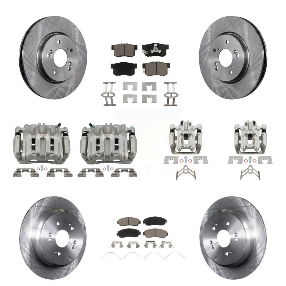 Front Rear Disc Brake Caliper Rotors Ceramic Pad Kit (10Pc) For 2012-2016 Honda CR-V AWD KC8-101059C