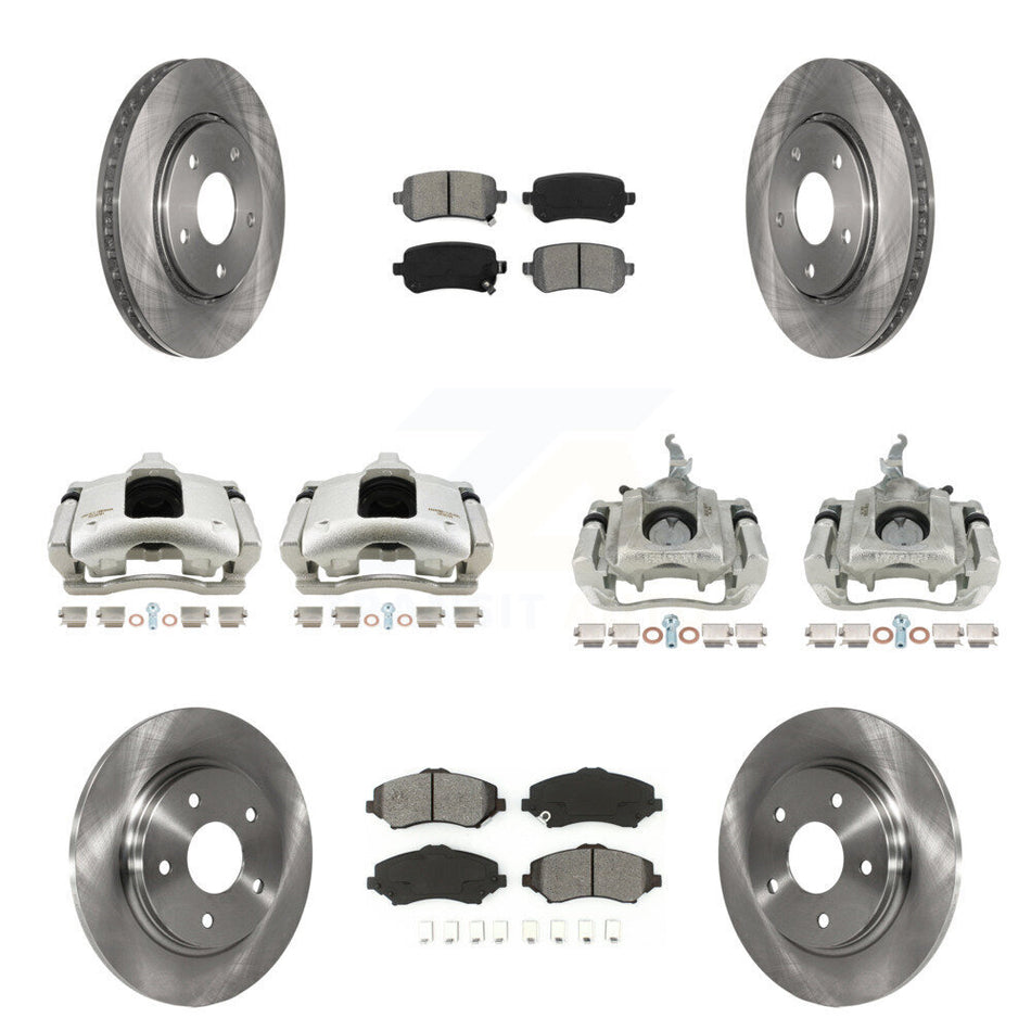 Front Rear Brake Caliper Rotors Semi-Metallic Pad Kit (10Pc) For 2009-2011 Dodge Journey KC8-101059S