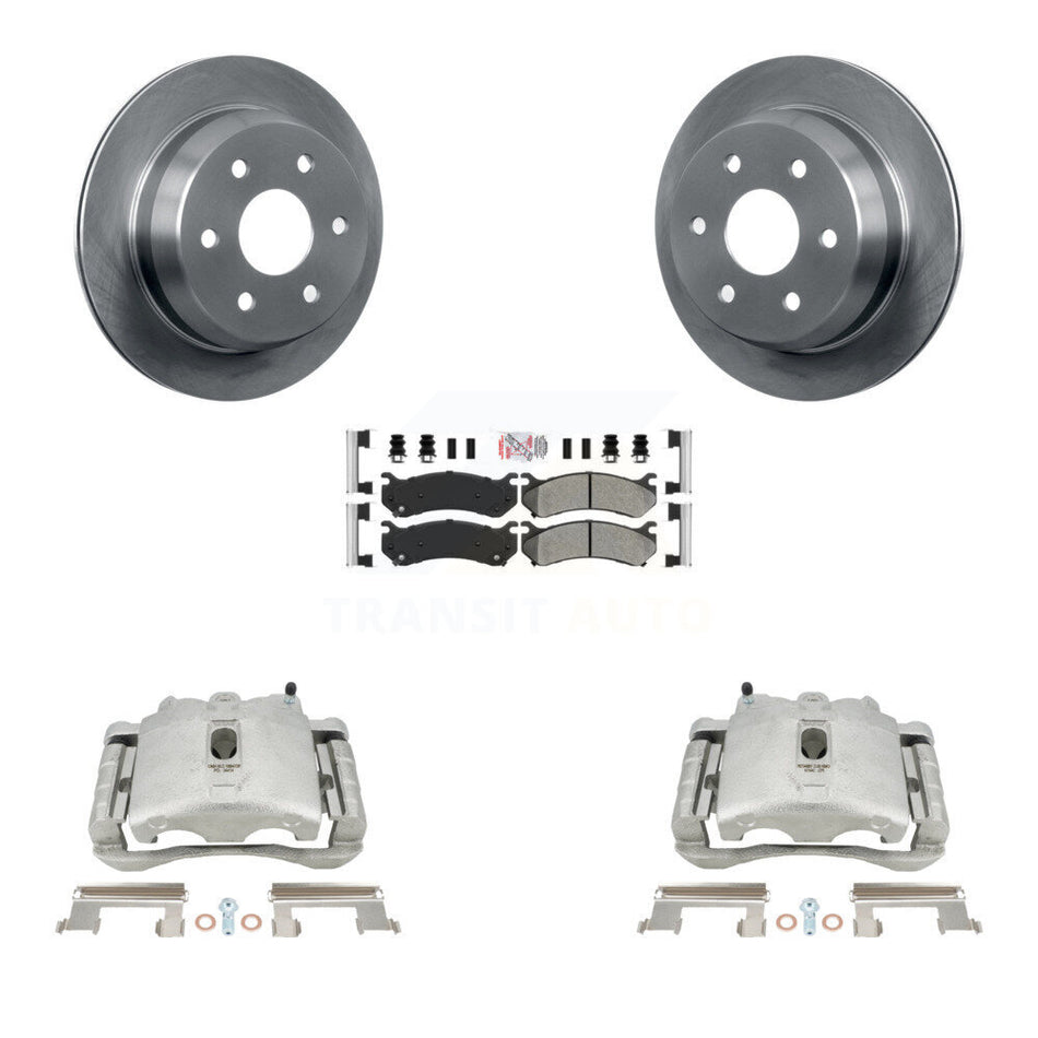 Rear Disc Brake Caliper Rotors And Semi-Metallic Pads Kit For 2003 Chevrolet Silverado 2500 HD Suburban GMC Sierra KC8-101060N by Transit Auto