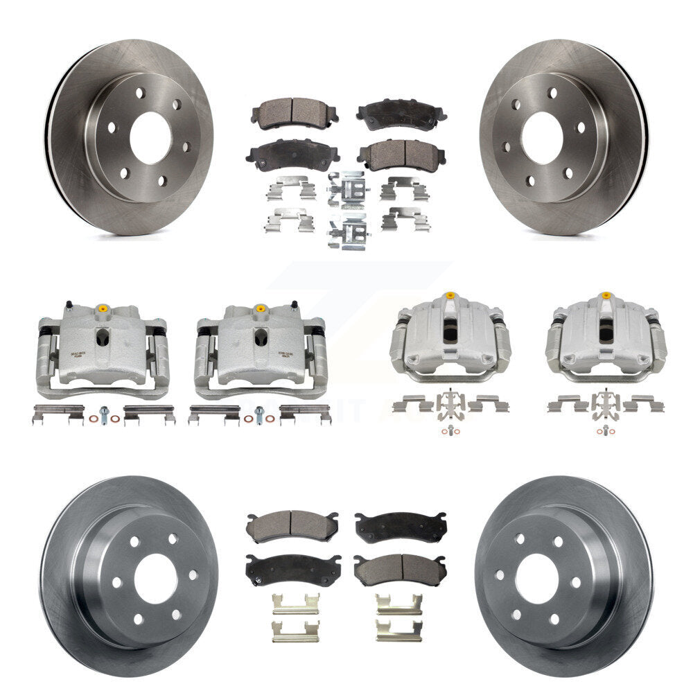 Front Rear Brake Caliper Rotors Semi-Metallic Pad Kit (10Pc) For Chevrolet GMC Silverado KC8-101061P