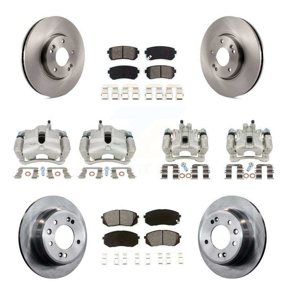 Front Rear Disc Brake Caliper Rotors And Semi-Metallic Pads Kit (10Pc) For Kia Sportage Hyundai Tucson KC8-101062S