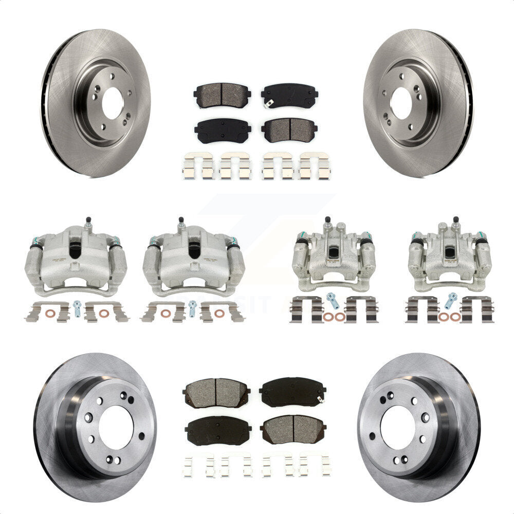 Front Rear Disc Brake Caliper Rotors And Semi-Metallic Pads Kit (10Pc) For 2015 Hyundai Tucson FWD with FUEL CELL EV (FCEV) engine KC8-101063S by Transit Auto