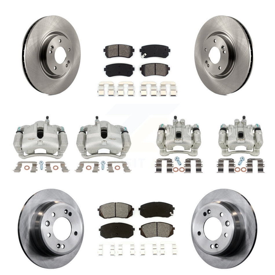Front Rear Disc Brake Caliper Rotors And Semi-Metallic Pads Kit (10Pc) For 2015 Hyundai Tucson FWD with FUEL CELL EV (FCEV) engine KC8-101063S