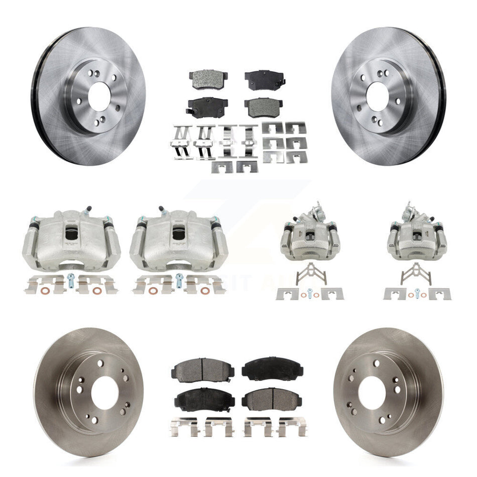 Front Rear Disc Brake Caliper Rotors & Ceramic Pad Kit (10Pc) For Honda Accord Acura TSX KC8-101063T