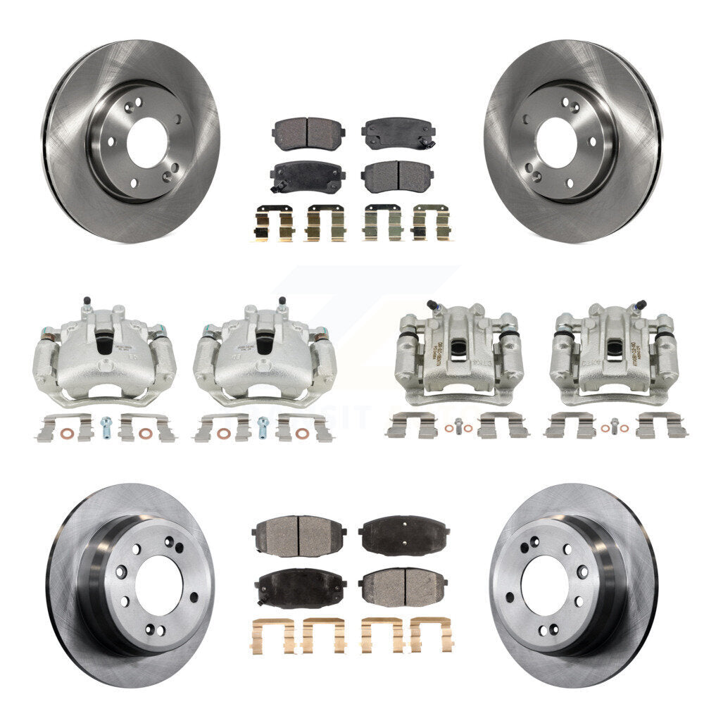 Front Rear Disc Brake Caliper Rotor And Semi-Metallic Pad Kit (10Pc) For Hyundai Elantra KC8-101064P