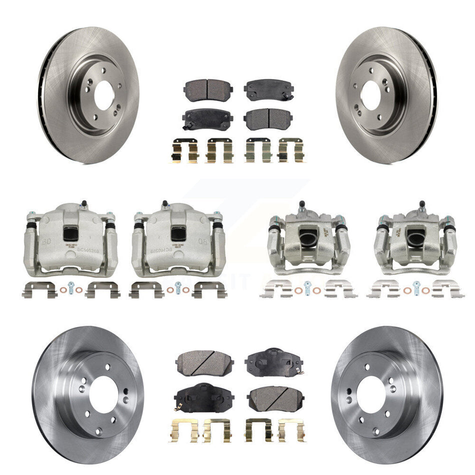 Front Rear Disc Brake Caliper Rotors And Semi-Metallic Pad Kit (10Pc) For Hyundai Tucson KC8-101065P