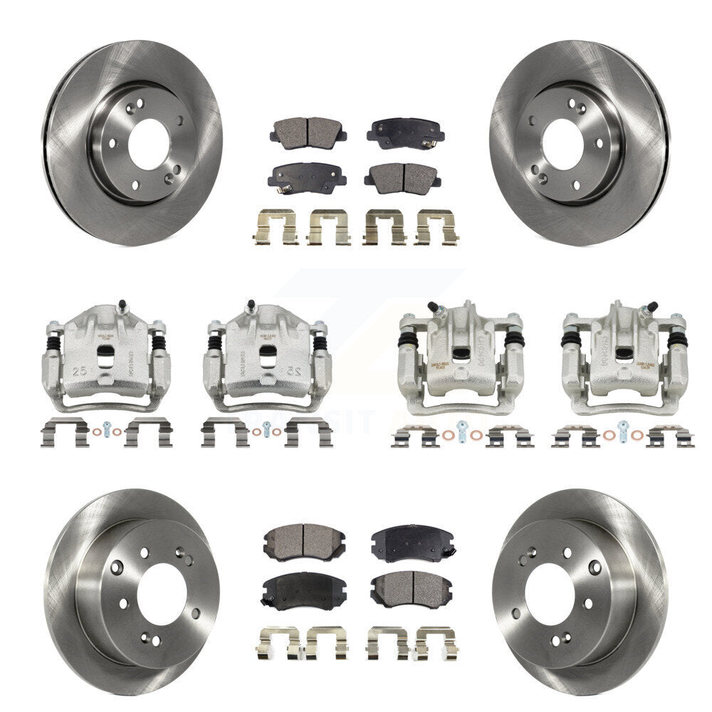 Front Rear Disc Brake Caliper Rotors Semi-Metallic Pad Kit (10Pc) For 2012-2013 Kia Soul KC8-101067P