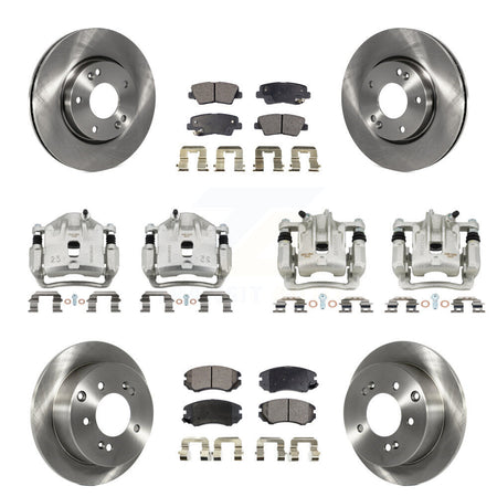 Front Rear Disc Brake Caliper Rotors Semi-Metallic Pad Kit (10Pc) For 2012-2013 Kia Soul KC8-101067P