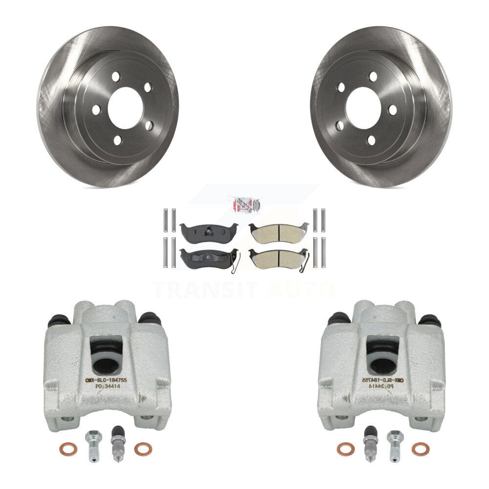 Rear Disc Brake Caliper Rotors And Semi-Metallic Pads Kit For Jeep Liberty Wrangler TJ KC8-101068N by Transit Auto