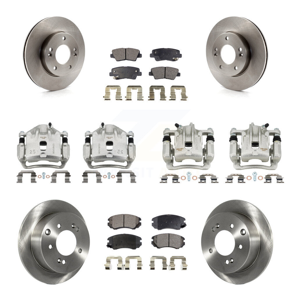 Front Rear Brake Caliper Rotors Semi-Metallic Pad Kit (10Pc) For 2010-2011 Kia Soul 1.6L KC8-101068P