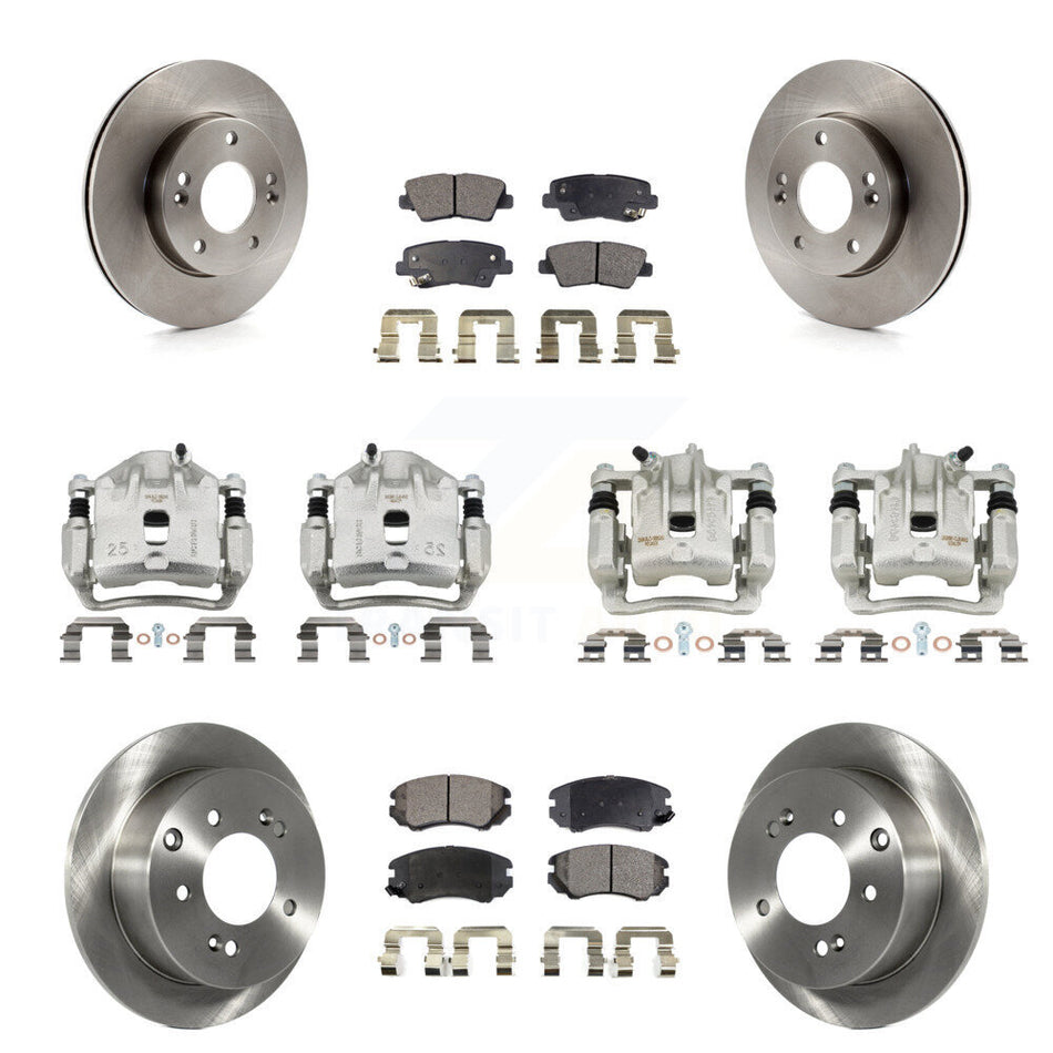 Front Rear Brake Caliper Rotors Semi-Metallic Pad Kit (10Pc) For 2010-2011 Kia Soul 1.6L KC8-101068P
