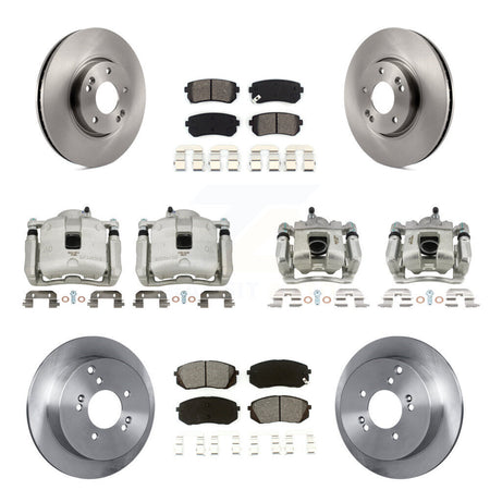 Front Rear Disc Brake Caliper Rotors And Semi-Metallic Pads Kit (10Pc) For Kia Sportage KC8-101068S