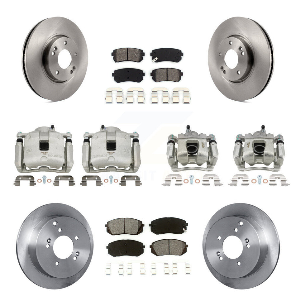 Front Rear Disc Brake Caliper Rotors And Semi-Metallic Pads Kit (10Pc) For Kia Sportage KC8-101068S