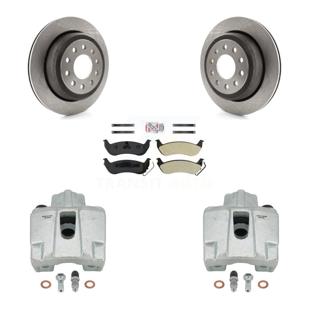 Rear Disc Brake Caliper Rotors And Semi-Metallic Pads Kit For 2003-2011 Lincoln Town Car Sedan KC8-101069N by Transit Auto