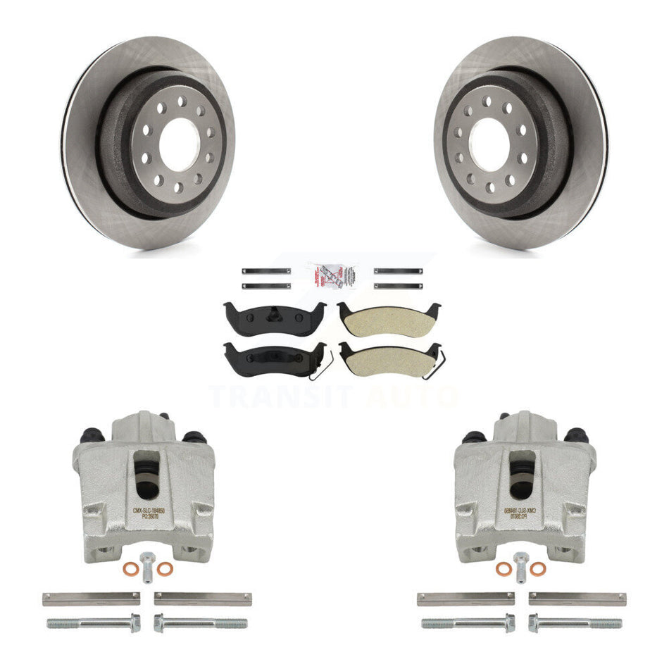 Rear Disc Brake Caliper Rotors And Semi-Metallic Pads Kit For 2003-2011 Lincoln Town Car Sedan KC8-101069N