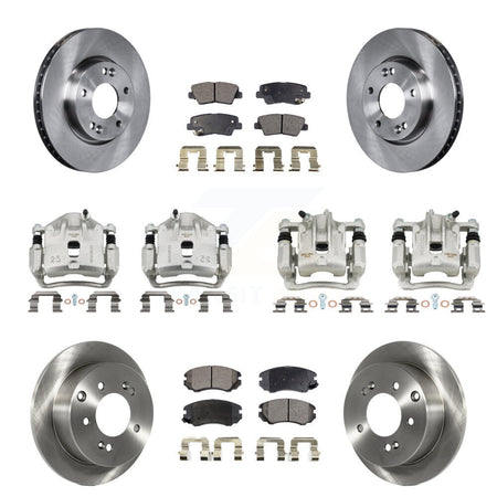 Front Rear Brake Caliper Rotors Semi-Metallic Pad Kit (10Pc) For 2010-2011 Kia Soul 2.0L KC8-101069P