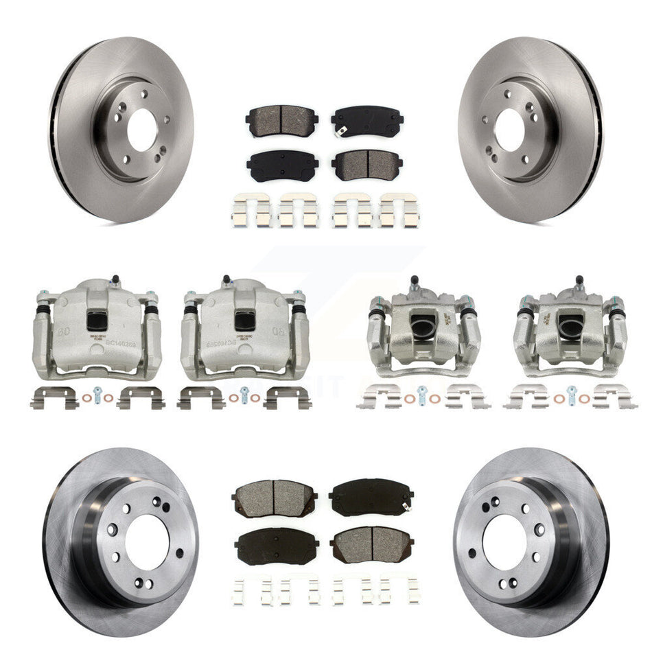 Front Rear Disc Brake Caliper Rotors And Semi-Metallic Pads Kit (10Pc) For Kia Sportage KC8-101069S