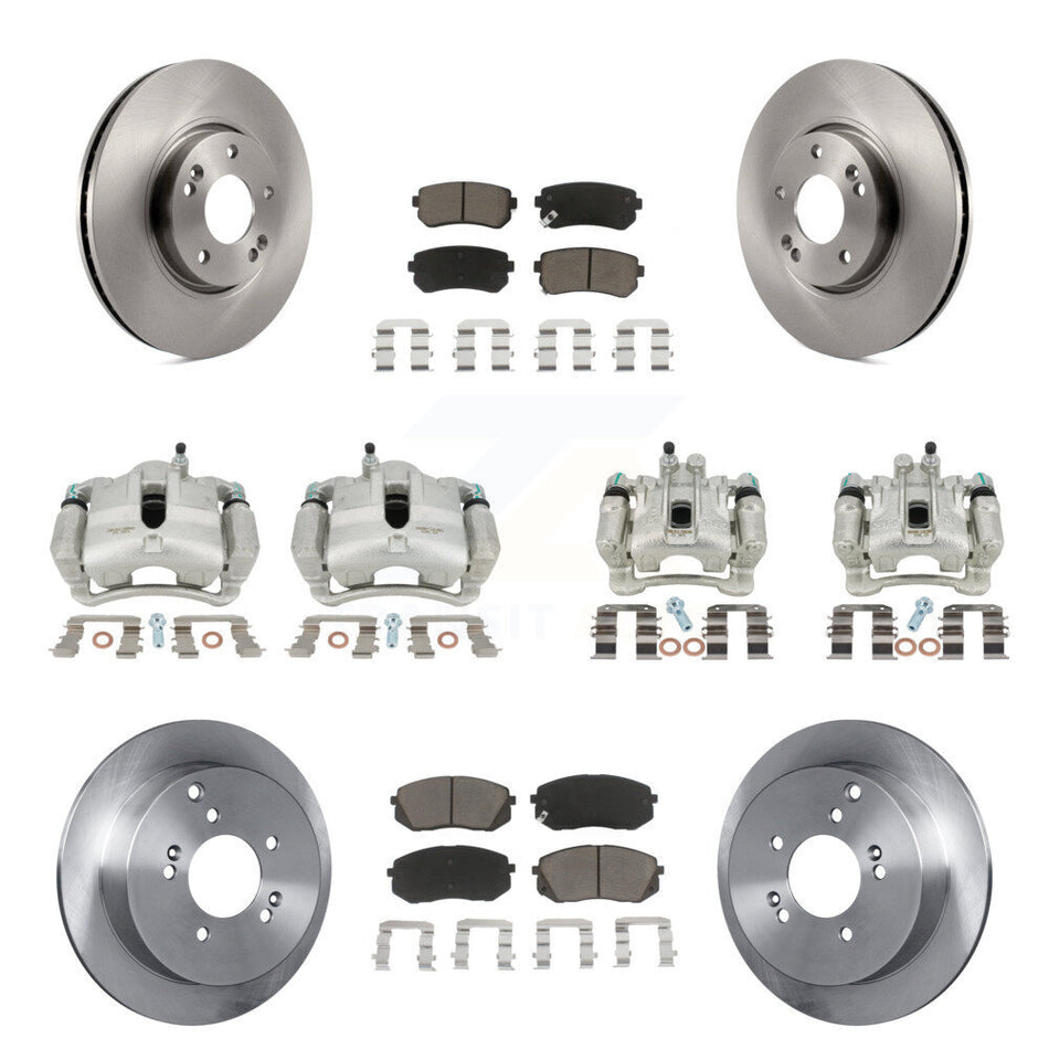 Front Rear Disc Brake Caliper Rotors And Ceramic Pads Kit (10Pc) For Hyundai Tucson Kia Sportage KC8-101072C