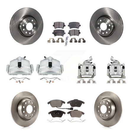 Front Rear Brake Caliper Rotors Semi-Metallic Pad Kit (10Pc) For 2012 Volkswagen CC 2.0L KC8-101072P