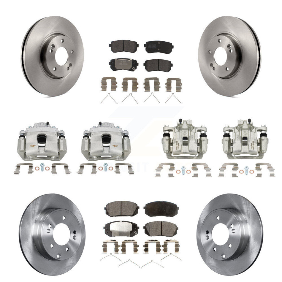 Front Rear Disc Brake Caliper Rotors And Semi-Metallic Pad Kit (10Pc) For Hyundai Sonata KC8-101074P
