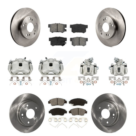 Front Rear Brake Caliper Rotor Semi-Metallic Pad Kit (10Pc) For 2013-2015 Acura ILX 1.5L KC8-101074S