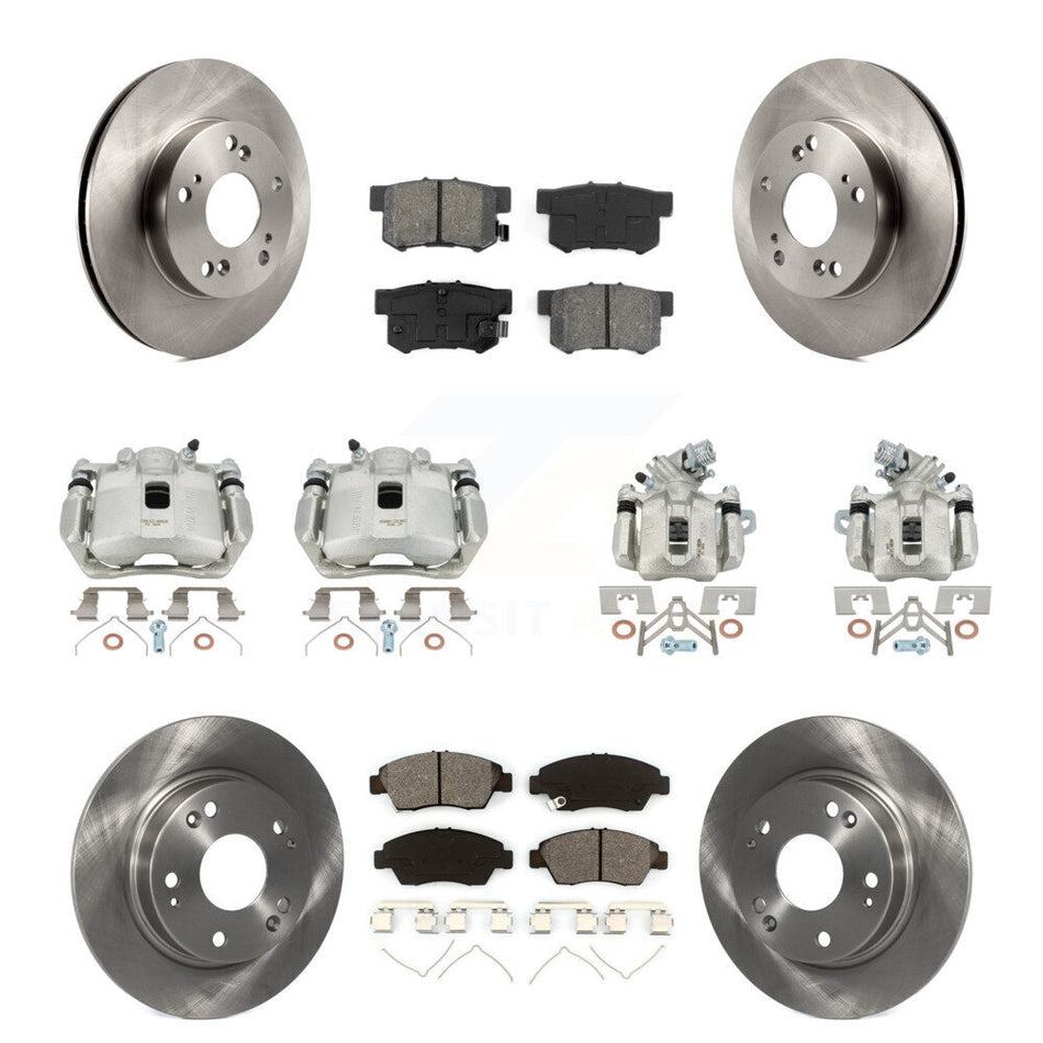 Front Rear Brake Caliper Rotor Semi-Metallic Pad Kit (10Pc) For 2013-2015 Acura ILX 1.5L KC8-101074S