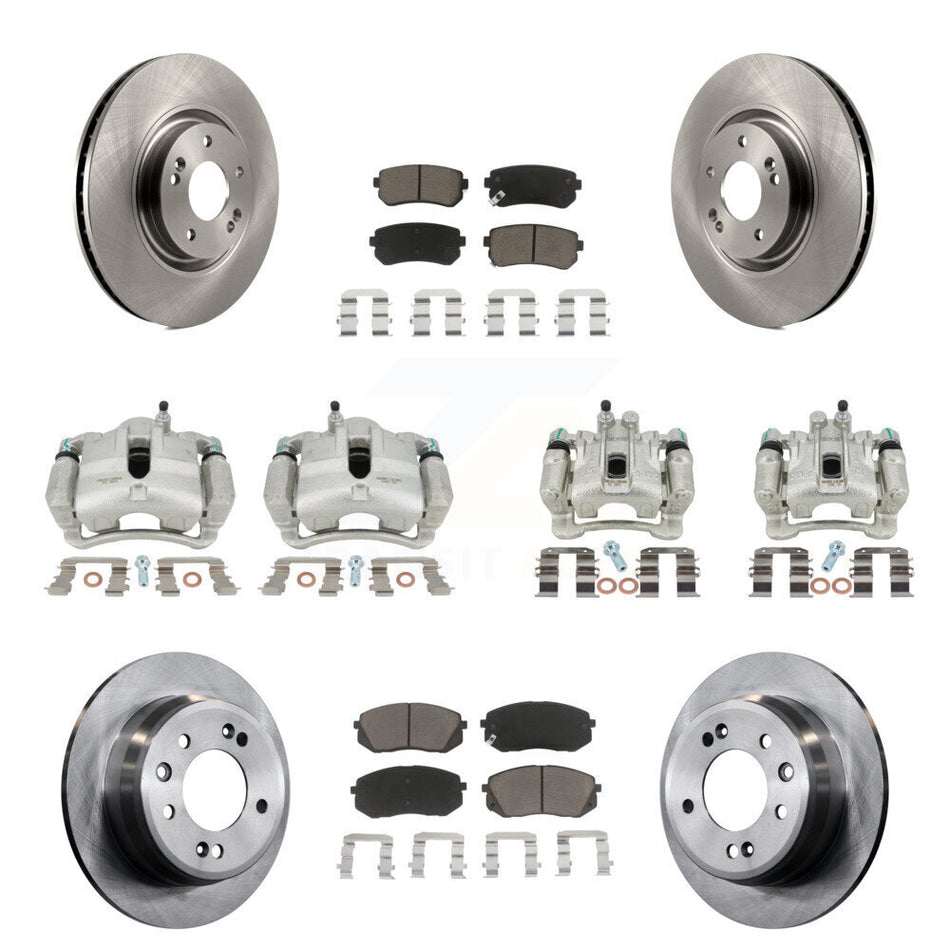 Front Rear Disc Brake Caliper Rotors And Ceramic Pads Kit (10Pc) For 2015 Hyundai Tucson FWD with FUEL CELL EV (FCEV) engine KC8-101075C