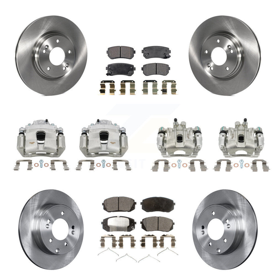 Front Rear Disc Brake Caliper Rotors And Semi-Metallic Pad Kit (10Pc) For Hyundai Sonata KC8-101075P
