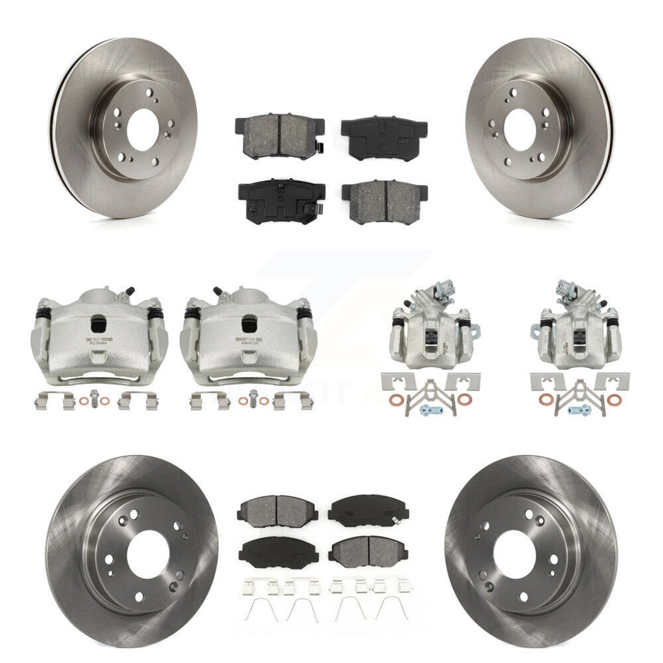 Front Rear Disc Brake Caliper Rotor Semi-Metallic Pad Kit (10Pc) For 2013 Acura ILX 2.0L KC8-101075S