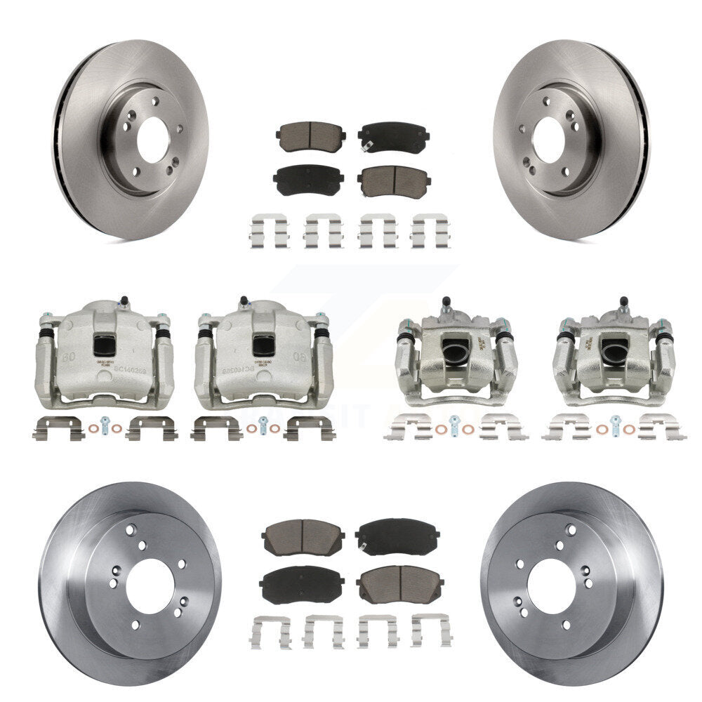 Front Rear Brake Caliper Rotors Ceramic Pad Kit (10Pc) For 16 Kia Sportage AWD with 2.4L KC8-101080C