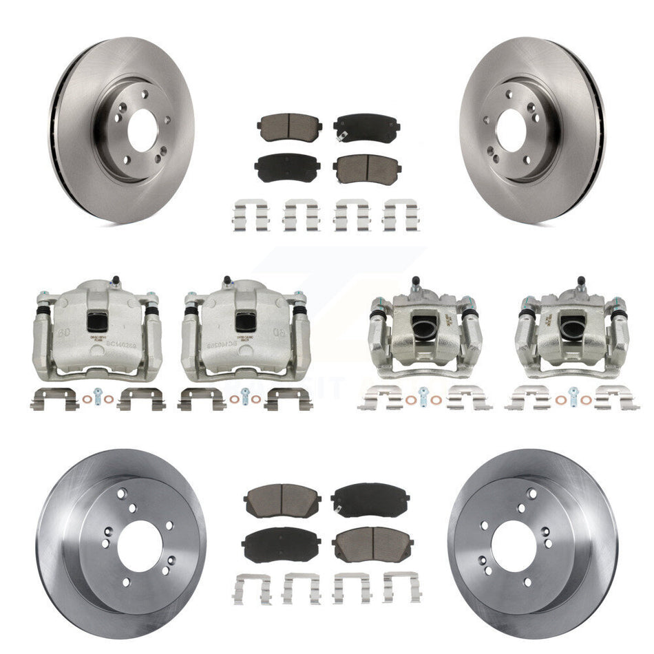Front Rear Brake Caliper Rotors Ceramic Pad Kit (10Pc) For 16 Kia Sportage AWD with 2.4L KC8-101080C